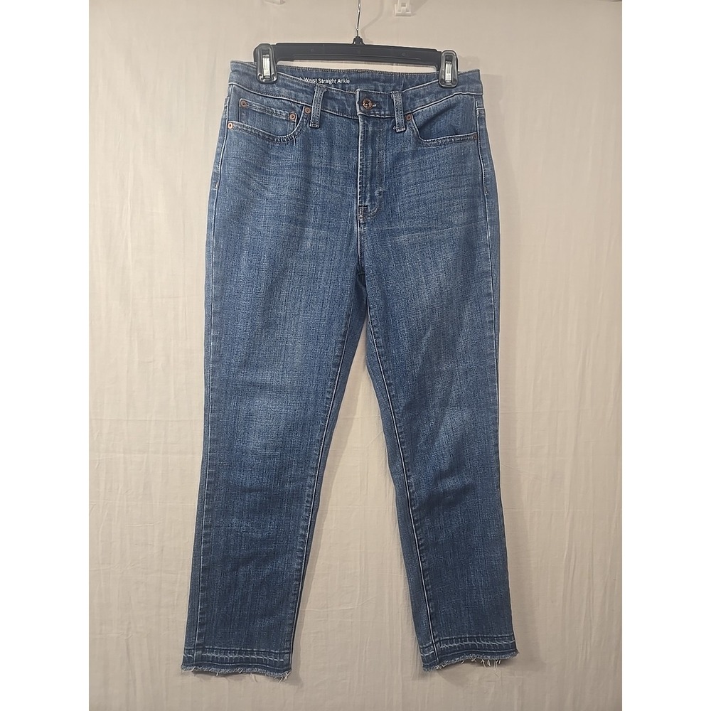 Talbots Flawless High Waist Straight Ankle Stretch Jeans Women's Size 4 Raw Hem